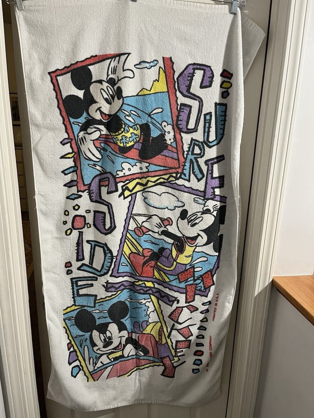 Vintage Franco Surf Side Mickey Disney 30x56 Beach Towel USA